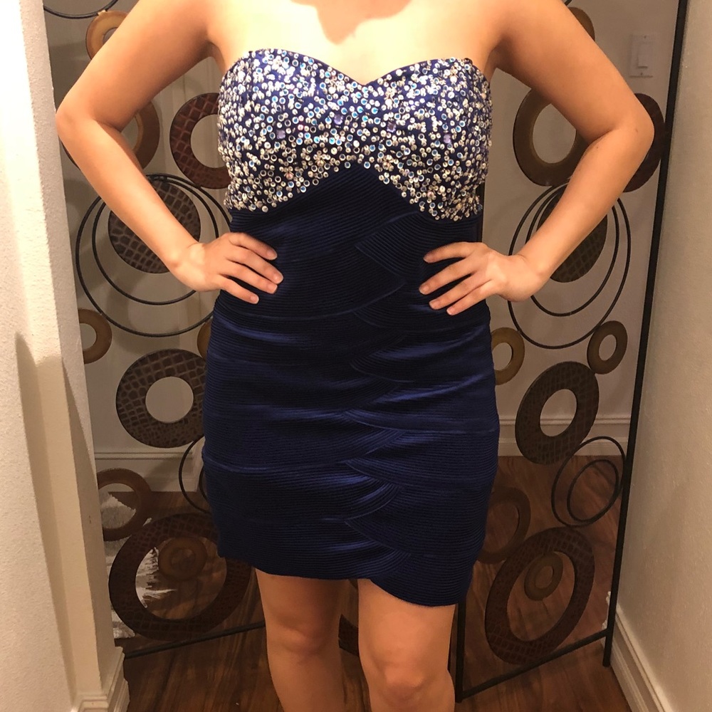 Strapless Homecoming dress.